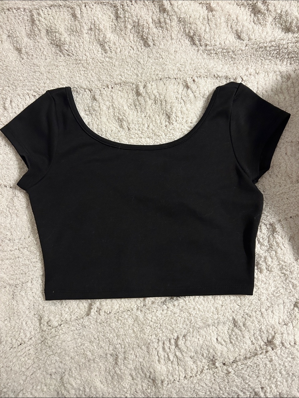 Black Scoop Neck Crop Top